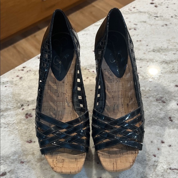 Jessica Simpson Elegant Black Peep-Toe Heels - Picture 1 of 5